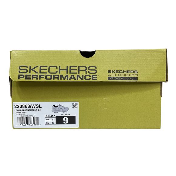 Skechers Go Run Men Size 9 Consistent 2.0 Silver White Wolf Running Shoes New - Picture 8 of 8